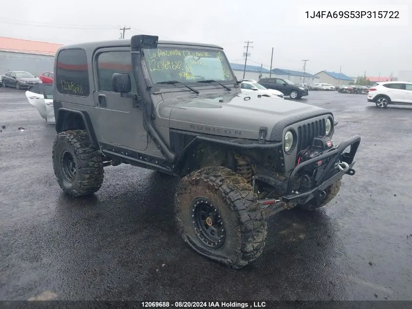 1J4FA69S53P315722 2003 Jeep Wrangler / Tj Rubicon