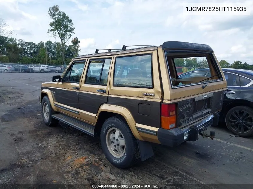 1987 Jeep Cherokee Pioneer VIN: 1JCMR7825HT115935 Lot: 40444460