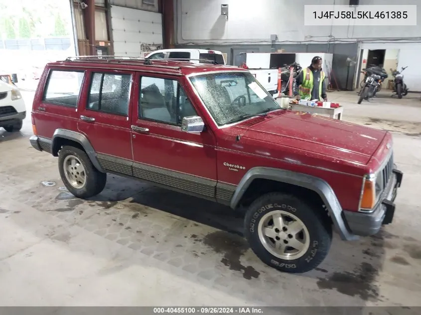 1989 Jeep Cherokee Laredo VIN: 1J4FJ58L5KL461385 Lot: 40455100