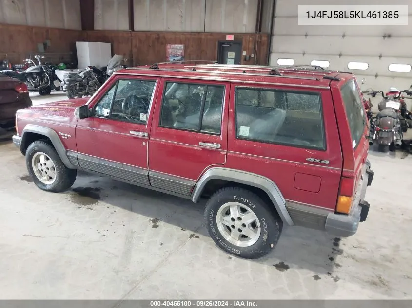 1989 Jeep Cherokee Laredo VIN: 1J4FJ58L5KL461385 Lot: 40455100