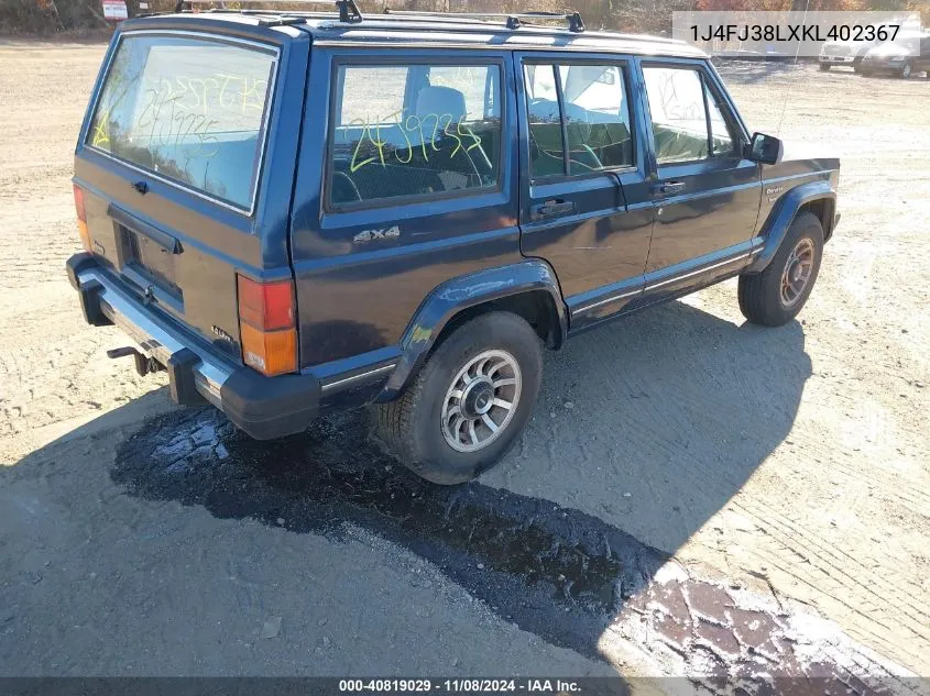 1989 Jeep Cherokee Pioneer VIN: 1J4FJ38LXKL402367 Lot: 40819029