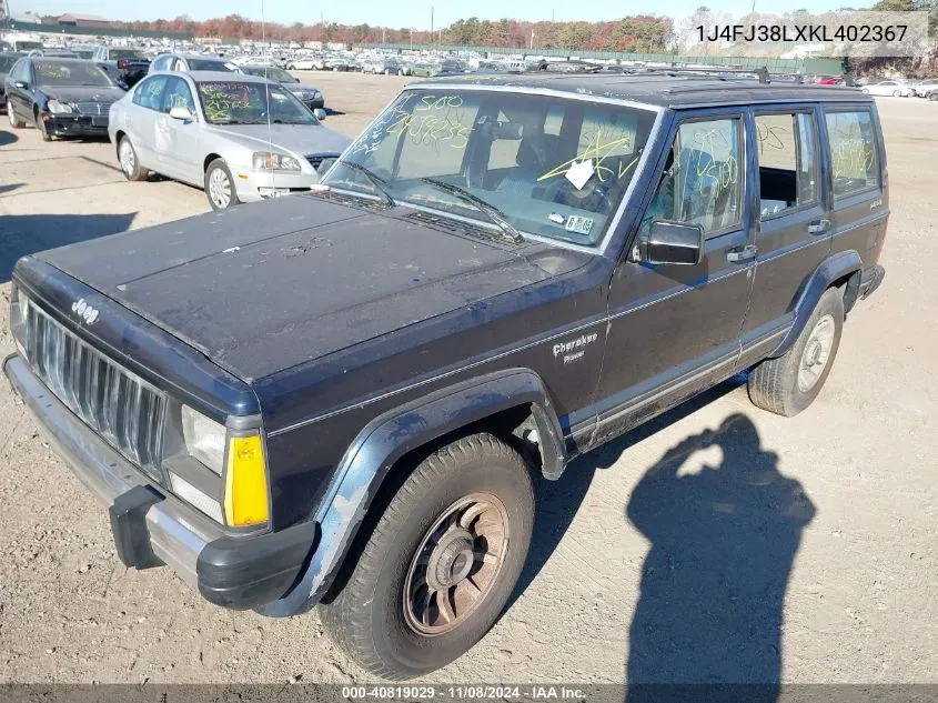 1989 Jeep Cherokee Pioneer VIN: 1J4FJ38LXKL402367 Lot: 40819029