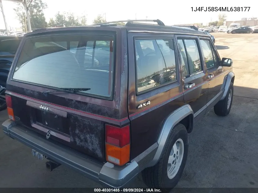 1991 Jeep Cherokee Laredo VIN: 1J4FJ58S4ML638177 Lot: 40301485