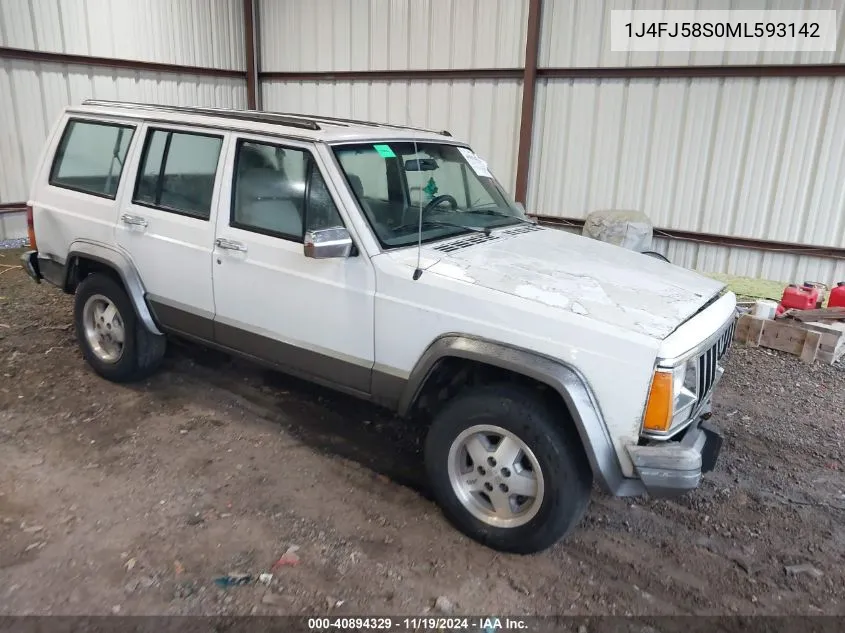 1991 Jeep Cherokee Laredo VIN: 1J4FJ58S0ML593142 Lot: 40894329