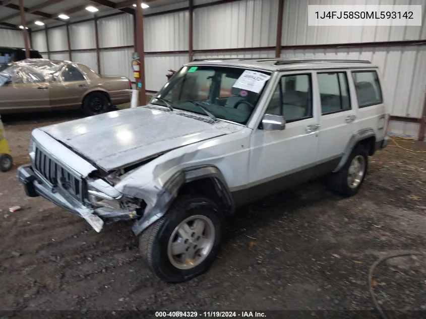 1991 Jeep Cherokee Laredo VIN: 1J4FJ58S0ML593142 Lot: 40894329