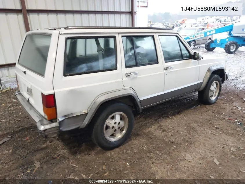 1991 Jeep Cherokee Laredo VIN: 1J4FJ58S0ML593142 Lot: 40894329