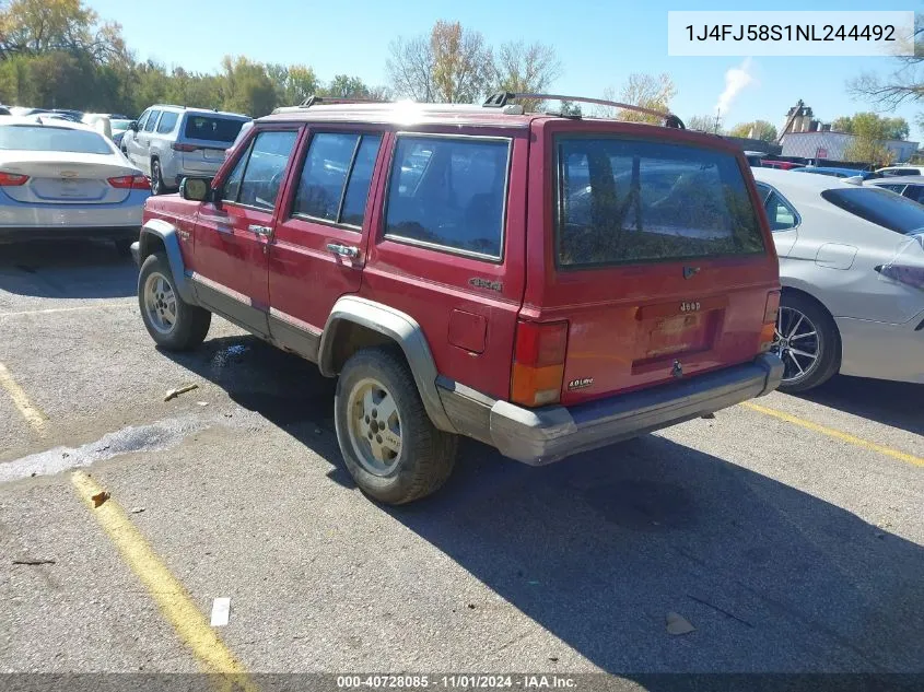 1992 Jeep Cherokee Laredo VIN: 1J4FJ58S1NL244492 Lot: 40728085