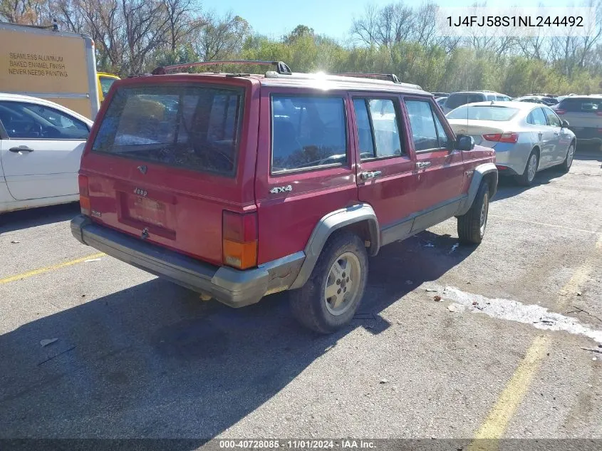 1992 Jeep Cherokee Laredo VIN: 1J4FJ58S1NL244492 Lot: 40728085