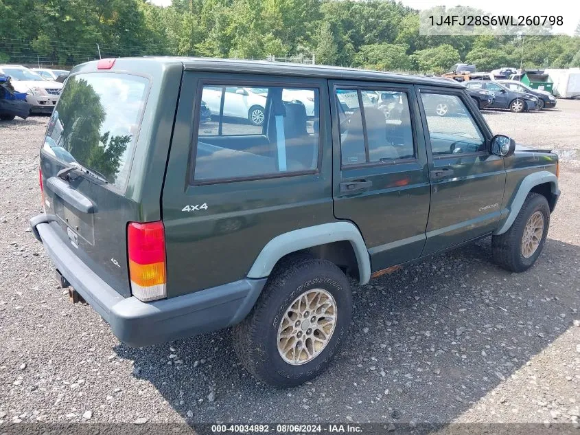 1998 Jeep Cherokee Se VIN: 1J4FJ28S6WL260798 Lot: 40034892