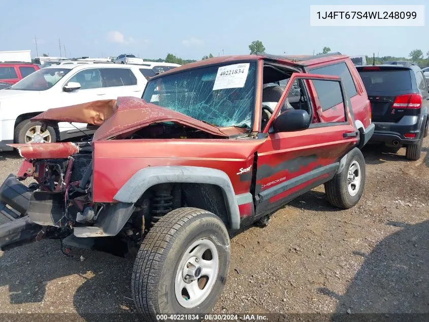 1998 Jeep Cherokee Sport VIN: 1J4FT67S4WL248099 Lot: 40221834