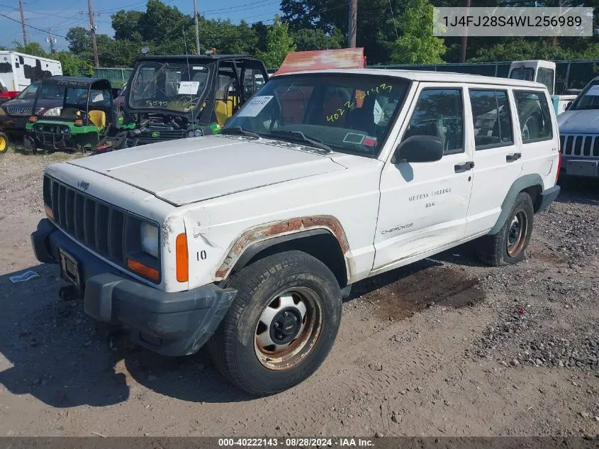 1998 Jeep Cherokee Se VIN: 1J4FJ28S4WL256989 Lot: 40222143