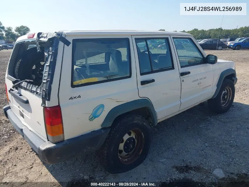 1998 Jeep Cherokee Se VIN: 1J4FJ28S4WL256989 Lot: 40222143