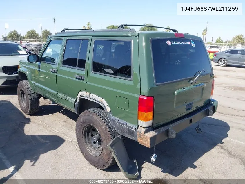 1998 Jeep Cherokee Classic/Sport VIN: 1J4FJ68S7WL211259 Lot: 40279705