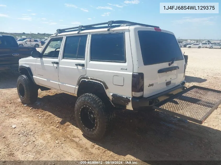 1998 Jeep Cherokee Classic/Limited/Sport VIN: 1J4FJ68S4WL129375 Lot: 40369412