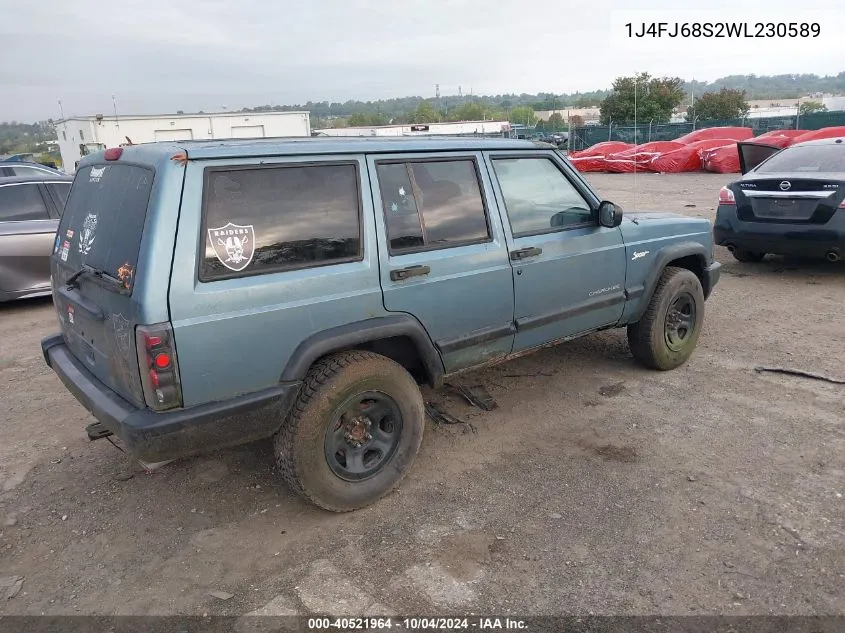 1998 Jeep Cherokee Classic/Sport VIN: 1J4FJ68S2WL230589 Lot: 40521964