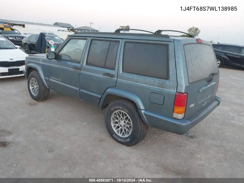 1998 Jeep Cherokee Classic/Limited/Sport VIN: 1J4FT68S7WL138985 Lot: 40583871