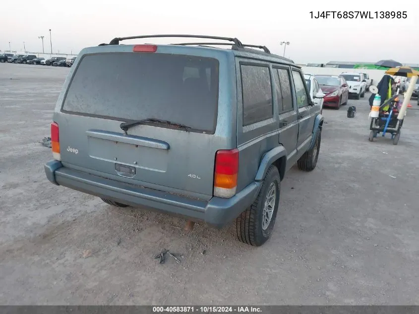 1998 Jeep Cherokee Classic/Limited/Sport VIN: 1J4FT68S7WL138985 Lot: 40583871