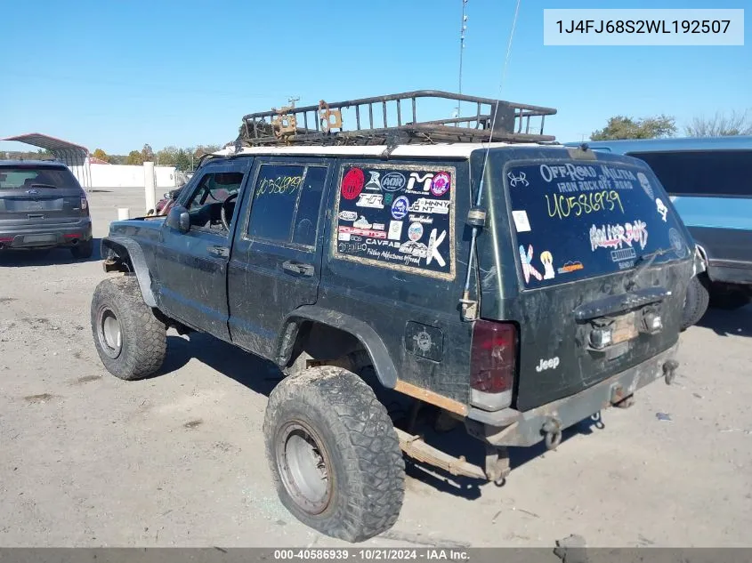 1998 Jeep Cherokee Classic/Sport VIN: 1J4FJ68S2WL192507 Lot: 40586939