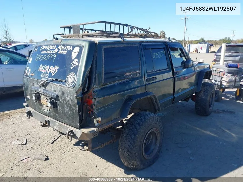 1998 Jeep Cherokee Classic/Sport VIN: 1J4FJ68S2WL192507 Lot: 40586939