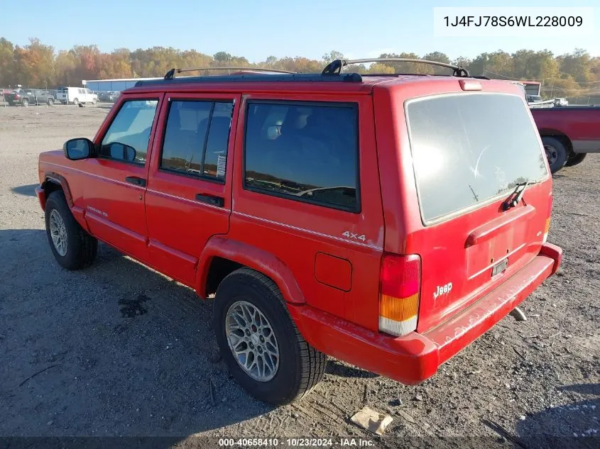 1998 Jeep Cherokee Limited VIN: 1J4FJ78S6WL228009 Lot: 40658410