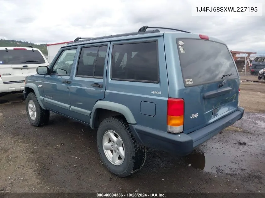 1998 Jeep Cherokee Classic/Sport VIN: 1J4FJ68SXWL227195 Lot: 40694336