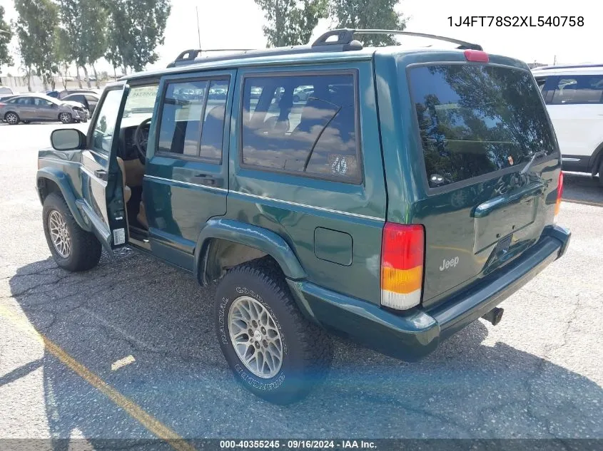 1999 Jeep Cherokee Classic VIN: 1J4FT78S2XL540758 Lot: 40355245