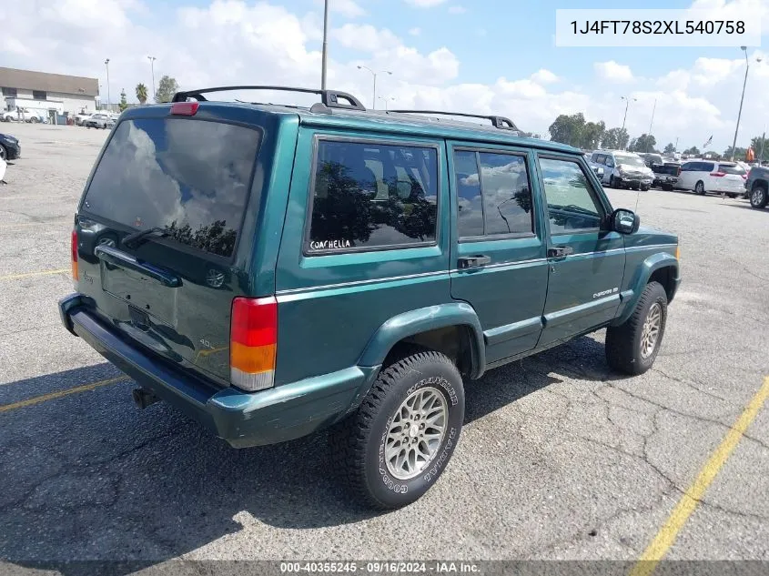 1999 Jeep Cherokee Classic VIN: 1J4FT78S2XL540758 Lot: 40355245