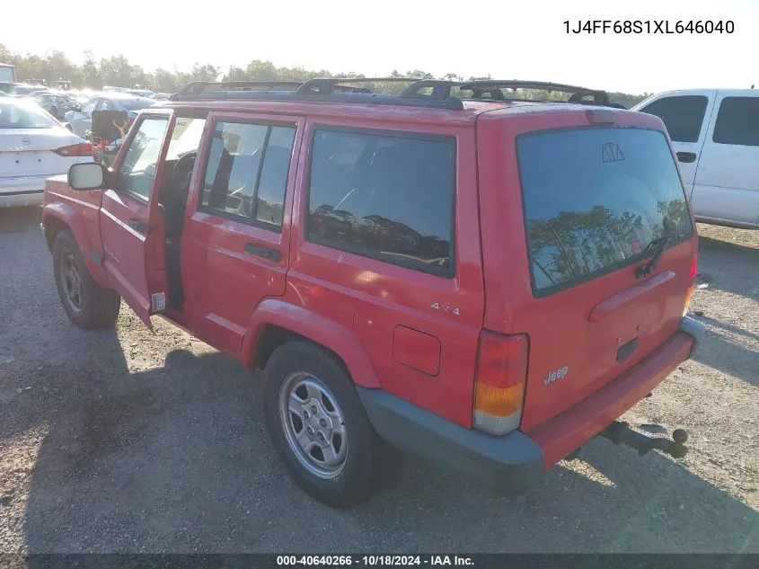 1999 Jeep Cherokee Classic/Sport VIN: 1J4FF68S1XL646040 Lot: 40640266