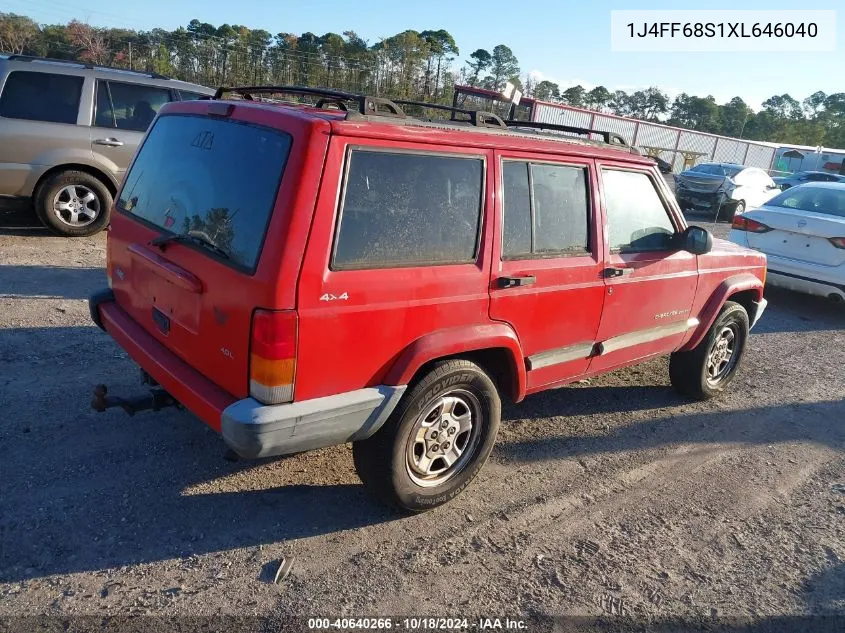 1999 Jeep Cherokee Classic/Sport VIN: 1J4FF68S1XL646040 Lot: 40640266