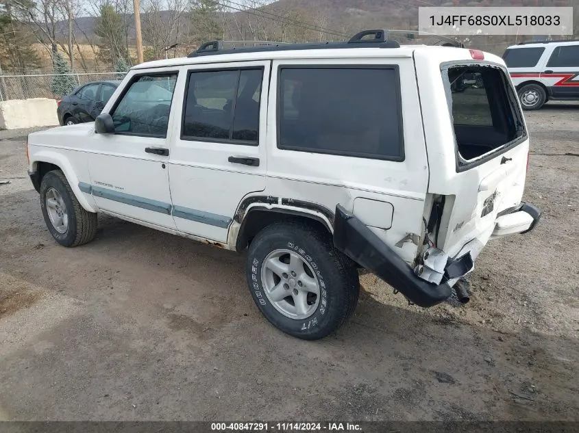 1999 Jeep Cherokee Classic/Sport VIN: 1J4FF68S0XL518033 Lot: 40847291