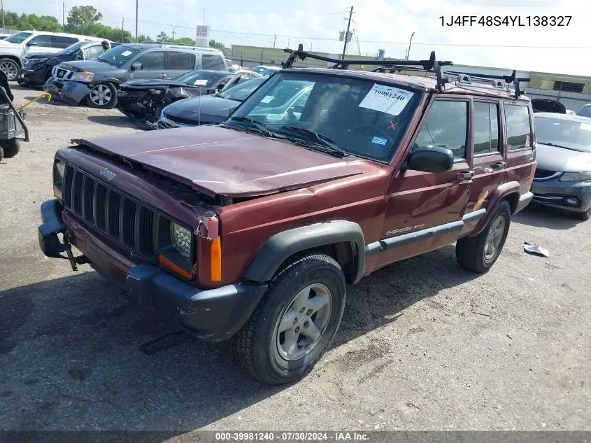 2000 Jeep Cherokee Sport VIN: 1J4FF48S4YL138327 Lot: 39981240