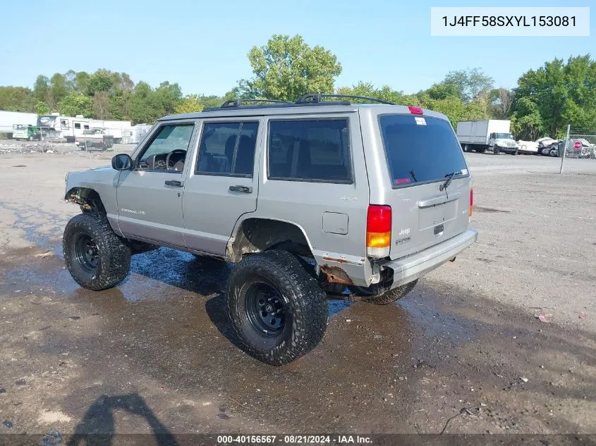 2000 Jeep Cherokee Classic VIN: 1J4FF58SXYL153081 Lot: 40156567