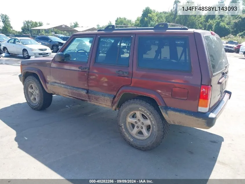 2000 Jeep Cherokee Sport VIN: 1J4FF48S8YL143093 Lot: 40282286