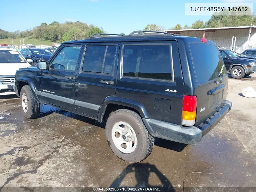 2000 Jeep Cherokee Sport VIN: 1J4FF48S5YL147652 Lot: 40502965