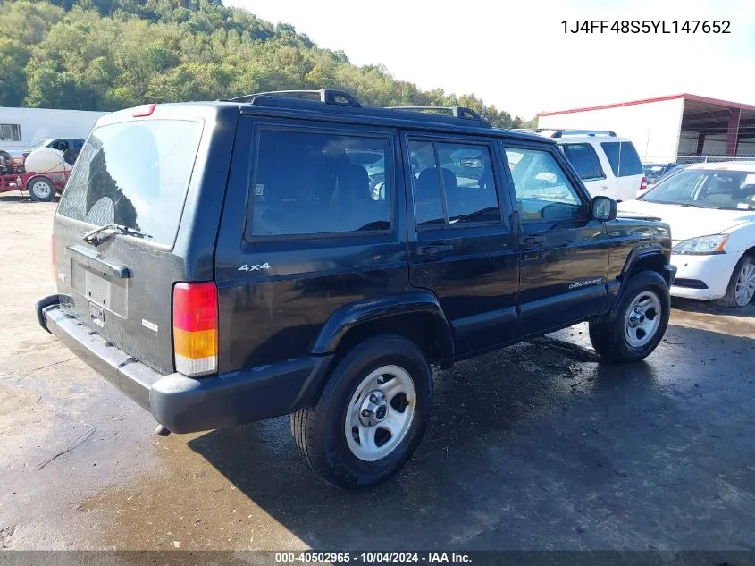 2000 Jeep Cherokee Sport VIN: 1J4FF48S5YL147652 Lot: 40502965