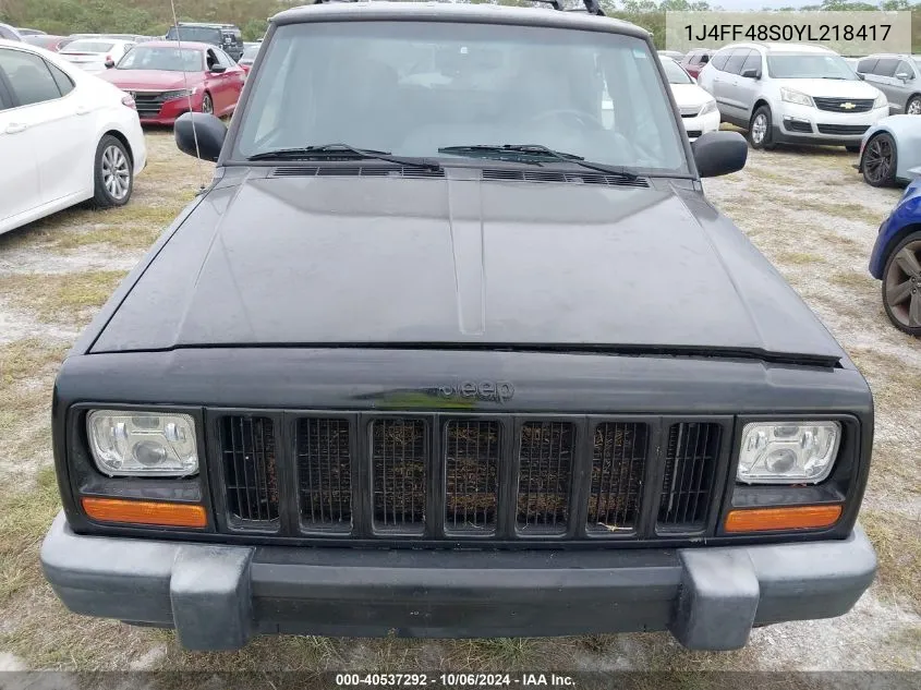 2000 Jeep Cherokee Sport VIN: 1J4FF48S0YL218417 Lot: 40537292