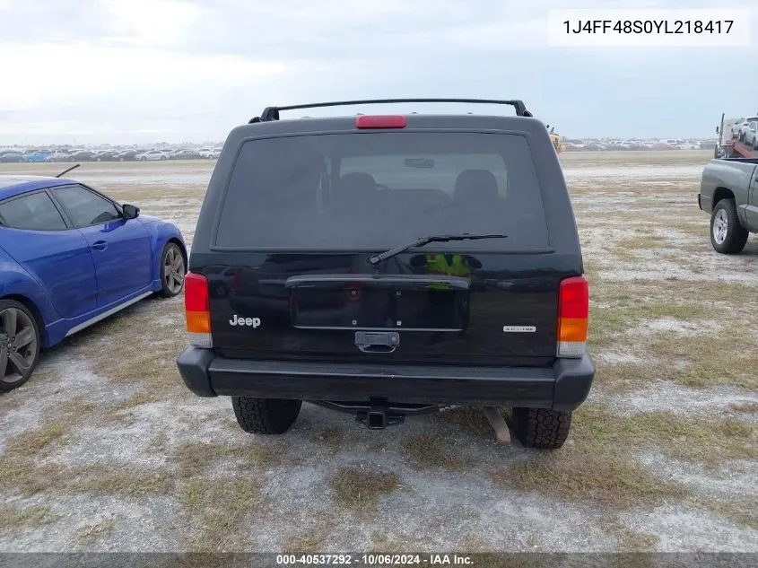 2000 Jeep Cherokee Sport VIN: 1J4FF48S0YL218417 Lot: 40537292