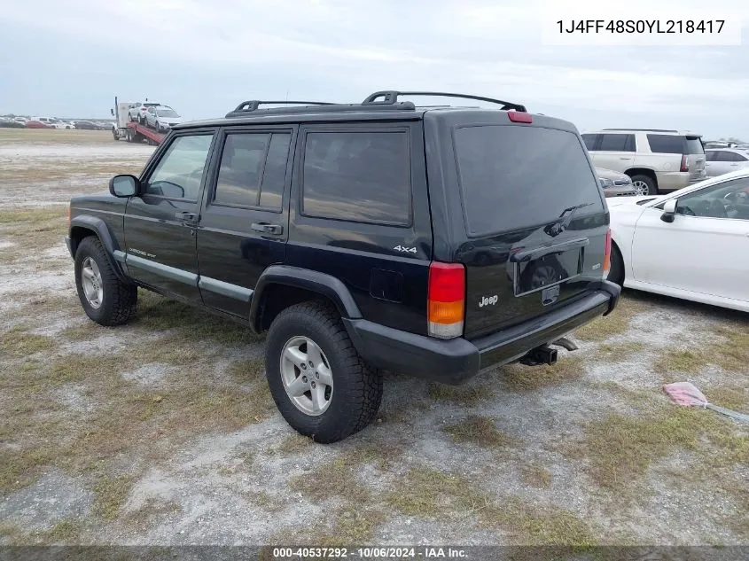 2000 Jeep Cherokee Sport VIN: 1J4FF48S0YL218417 Lot: 40537292