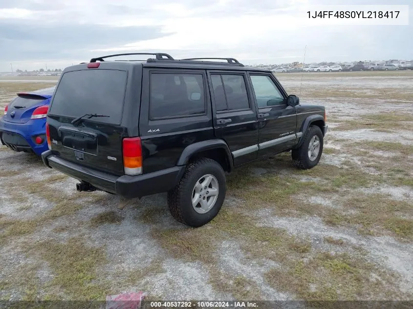 2000 Jeep Cherokee Sport VIN: 1J4FF48S0YL218417 Lot: 40537292