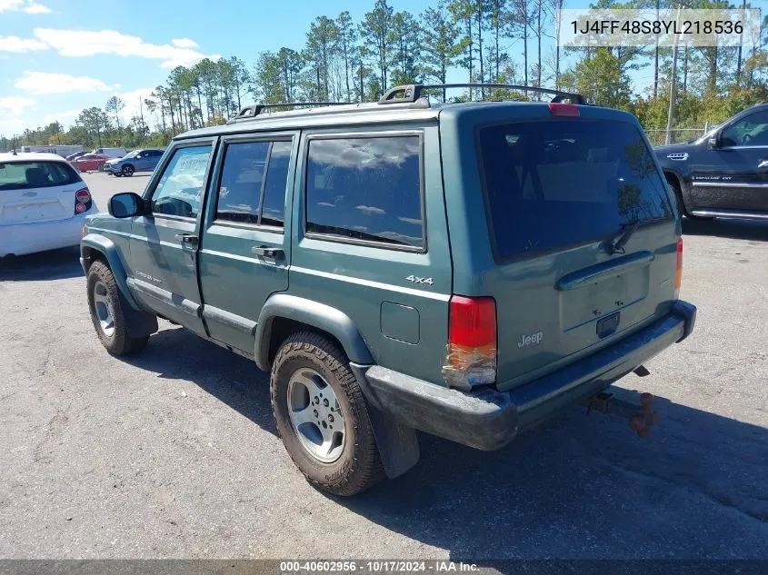 2000 Jeep Cherokee Sport VIN: 1J4FF48S8YL218536 Lot: 40602956