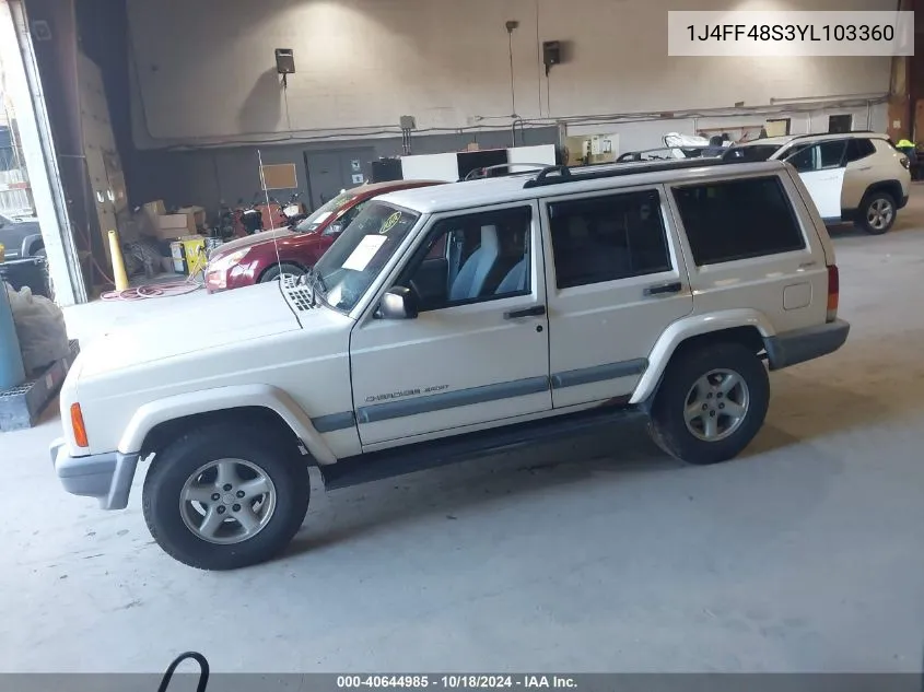 2000 Jeep Cherokee Sport VIN: 1J4FF48S3YL103360 Lot: 40644985