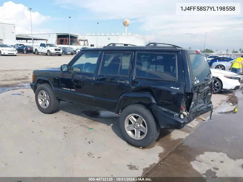 2000 Jeep Cherokee Classic VIN: 1J4FF58S7YL198558 Lot: 40732120