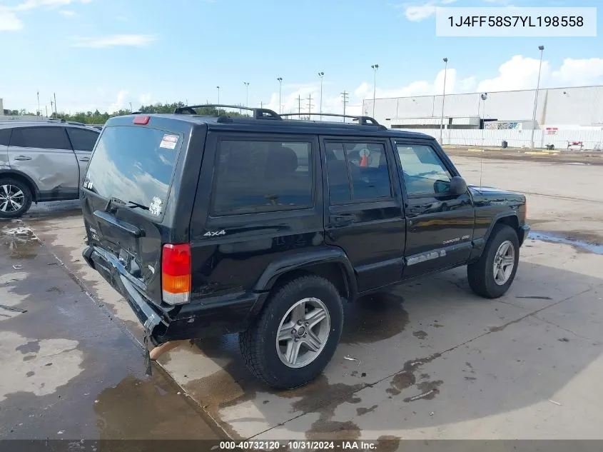 2000 Jeep Cherokee Classic VIN: 1J4FF58S7YL198558 Lot: 40732120