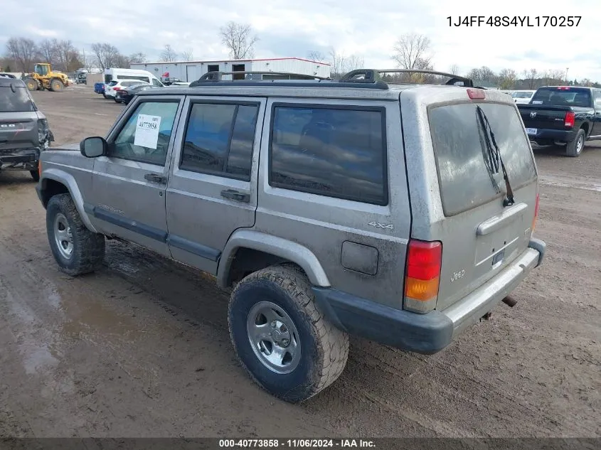 2000 Jeep Cherokee Sport VIN: 1J4FF48S4YL170257 Lot: 40773858