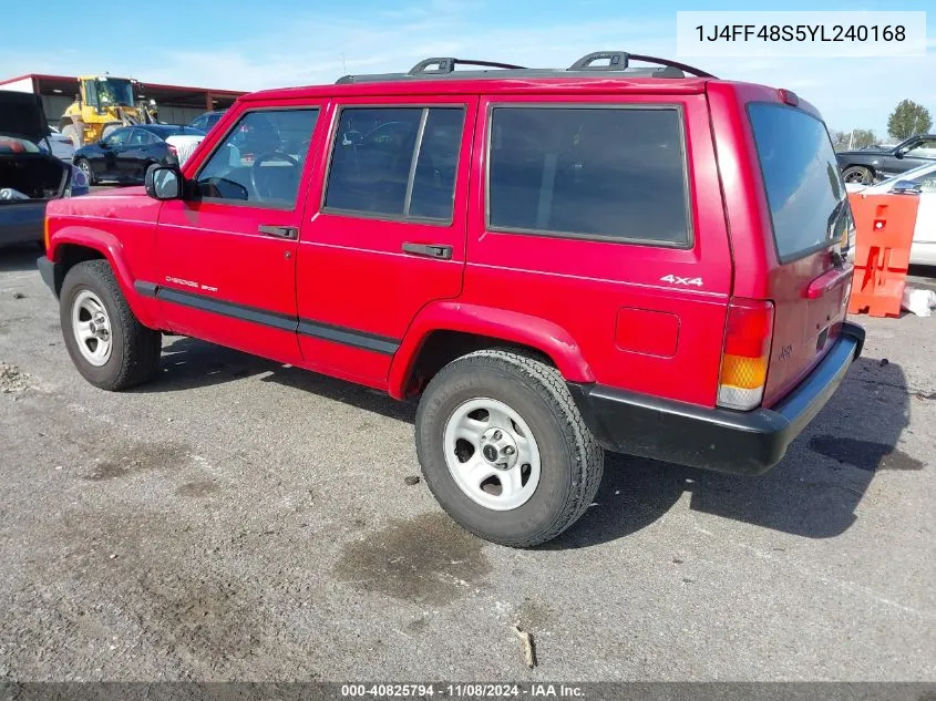 2000 Jeep Cherokee Sport VIN: 1J4FF48S5YL240168 Lot: 40825794