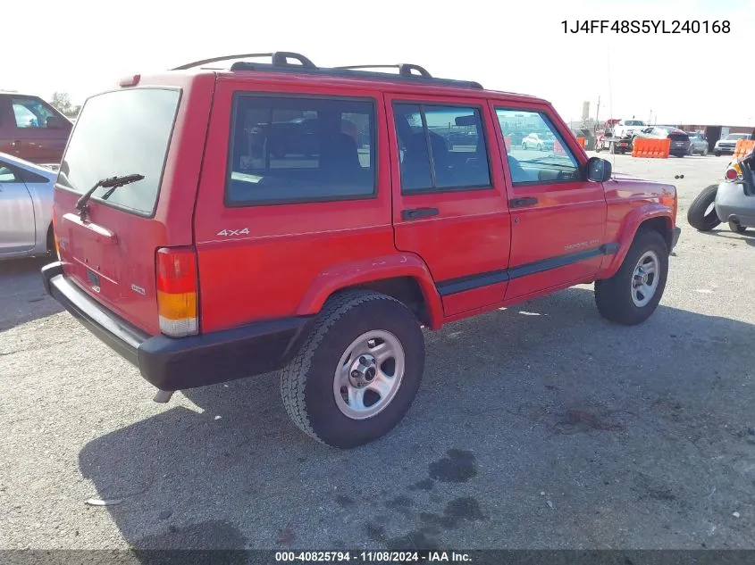 2000 Jeep Cherokee Sport VIN: 1J4FF48S5YL240168 Lot: 40825794