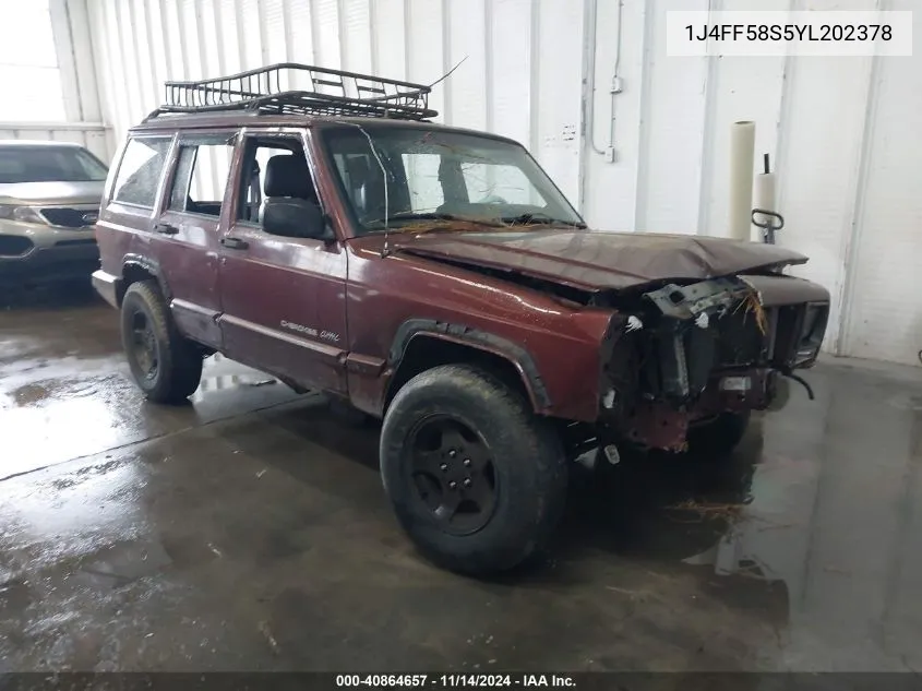 2000 Jeep Cherokee Classic VIN: 1J4FF58S5YL202378 Lot: 40864657