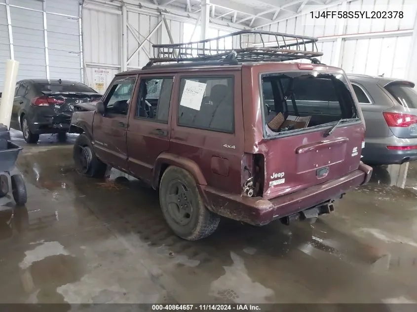 2000 Jeep Cherokee Classic VIN: 1J4FF58S5YL202378 Lot: 40864657