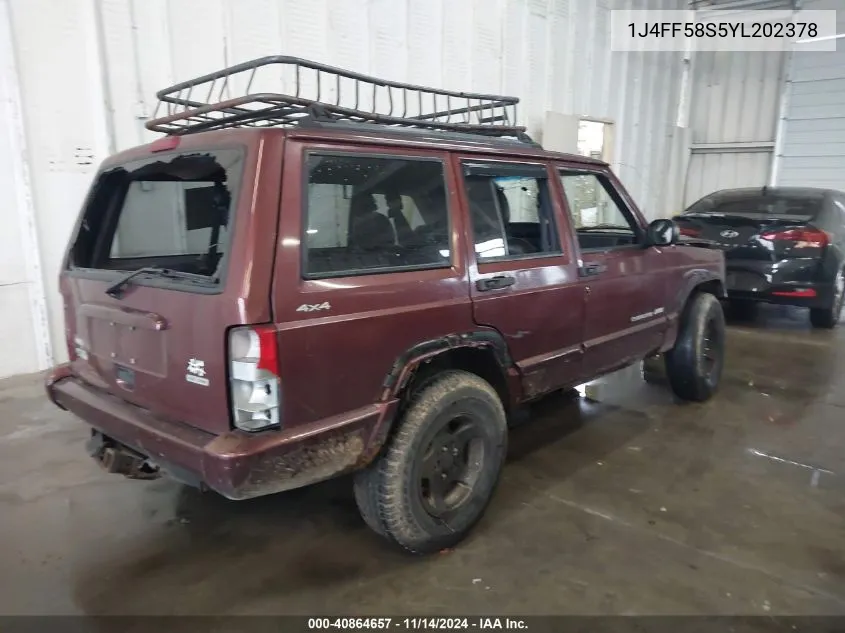 2000 Jeep Cherokee Classic VIN: 1J4FF58S5YL202378 Lot: 40864657