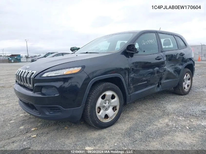 2014 Jeep Cherokee Sport VIN: 1C4PJLAB0EW170604 Lot: 12104931